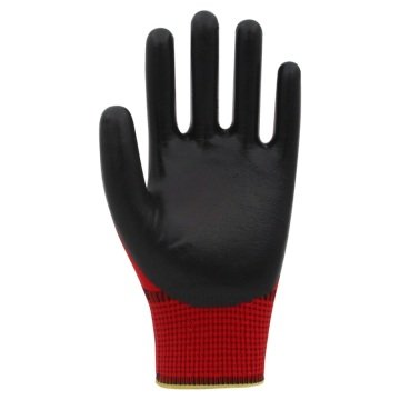 Beybi PN5 Polyester Örme Nitril Eldiven Kırmızı-Siyah No 10