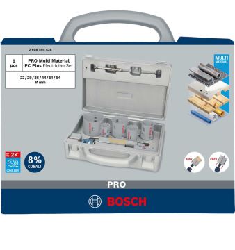 Bosch Aksesuar PRO Multi Material PC-Plus Delik Açma Testeresi Set 9 Parça (22-29-35-44-51-64 Çap / 44 mm Yükseklik)