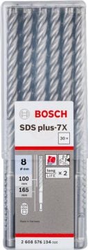 Bosch SDS Plus-7X Kırıcı Delici Uç 8,0x165 mm (30 Adet) - 2608576194