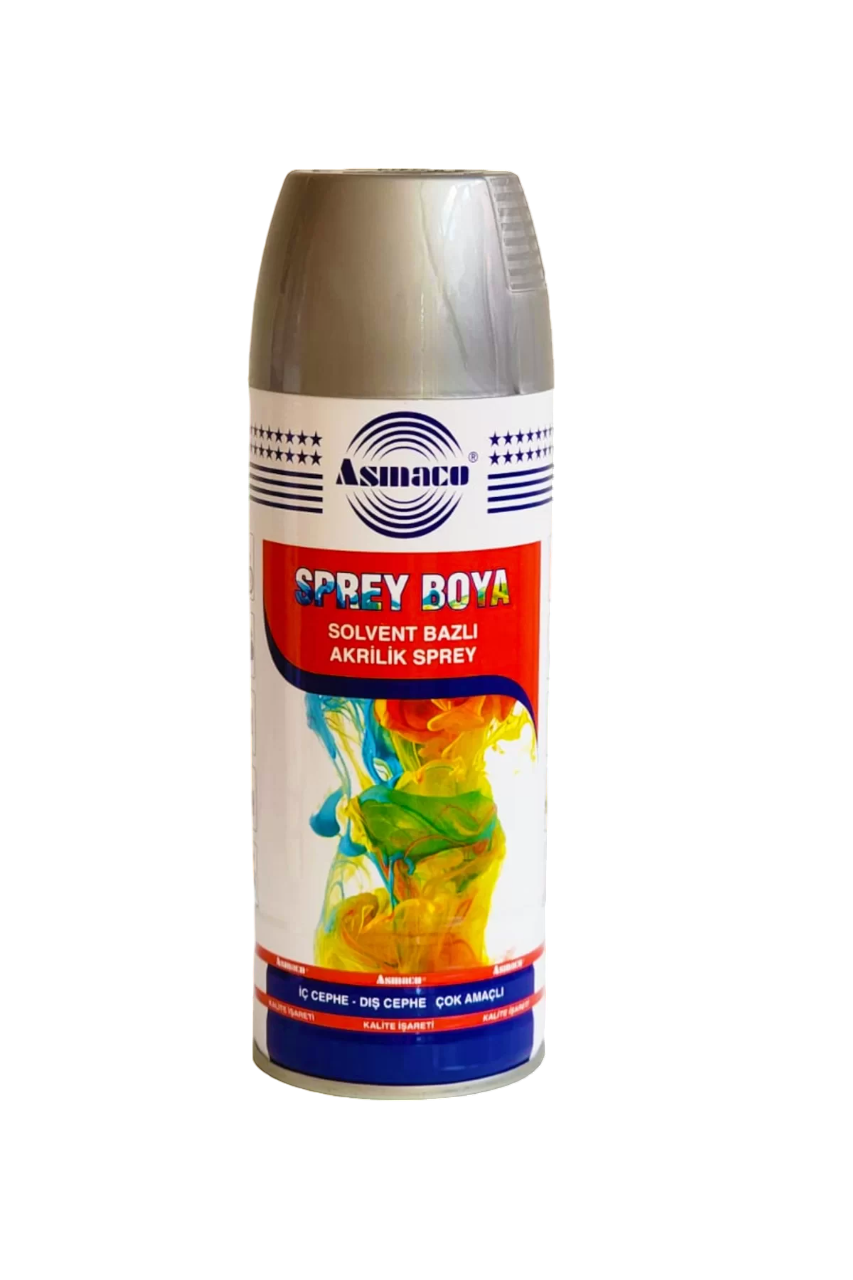 Asmaco Solvent Bazlı Akrilik Metalik Sprey Boya 400 Ml RAL 9006 Alüminyum