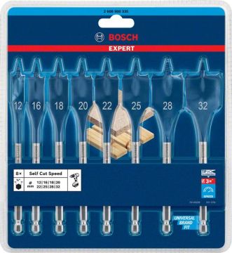 Bosch Ahşap Matkap Uç Expert SCS Yaprak HEX Set (8 Parça) - 2608900335