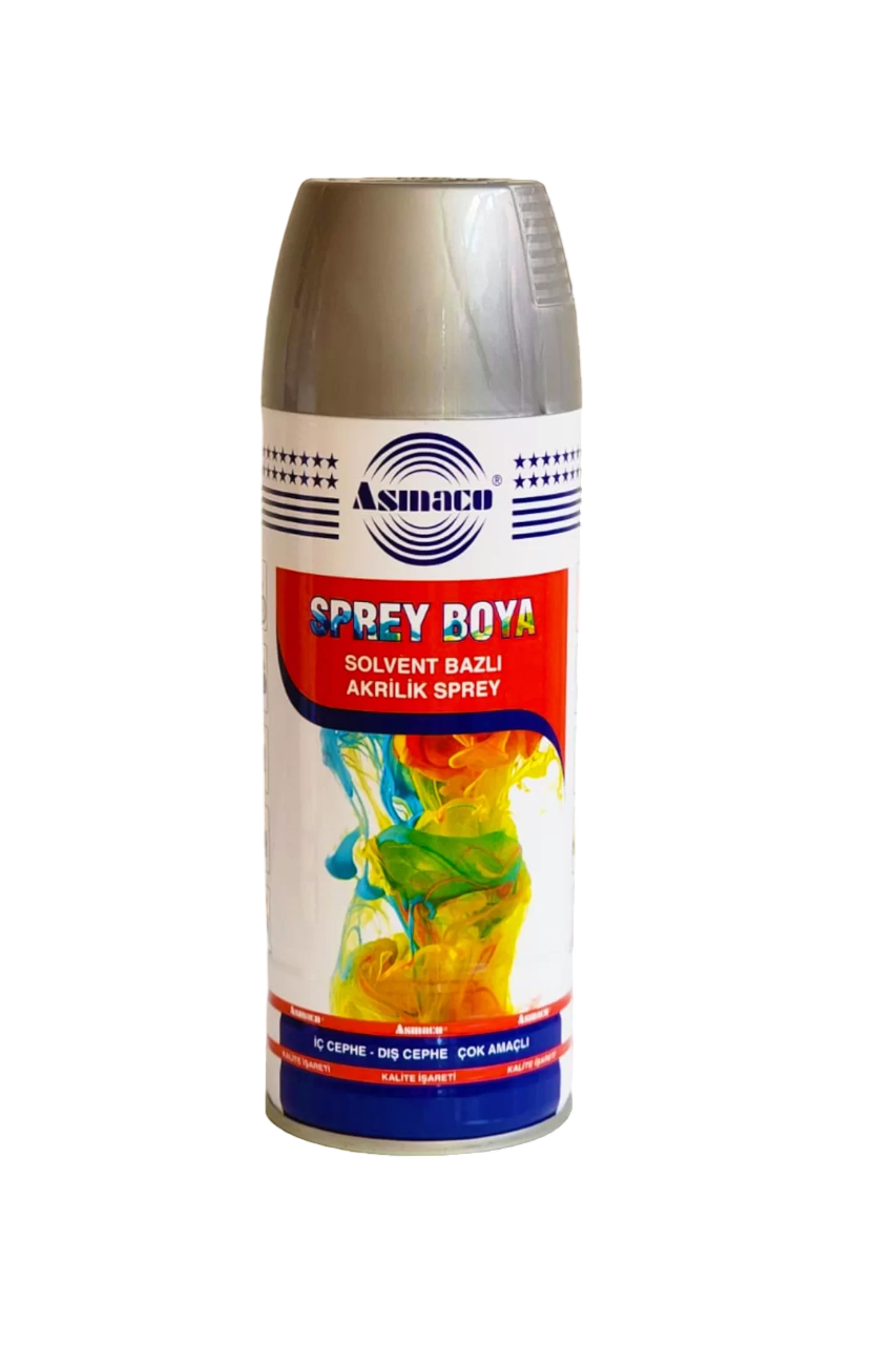 Asmaco Solvent Bazlı Akrilik Metalik Sprey Boya 400 Ml Metalik Gri