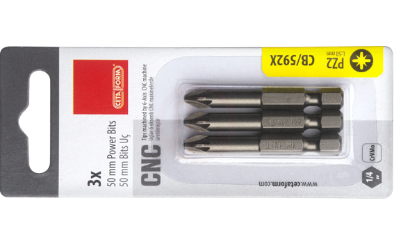 Ceta Form 3 Parça 1/4 İnç Pozidriv Bits Uç Pz1 X 50 Mm / Kartlı