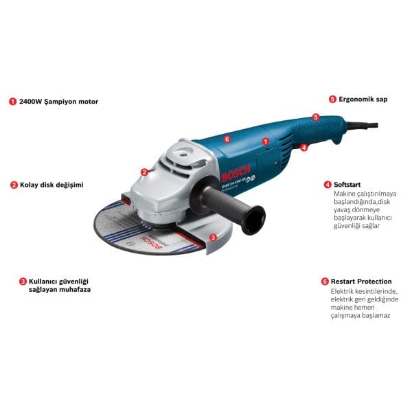 Bosch Gws 24-180 Jh Taşlama Makinesi - 0601883M03