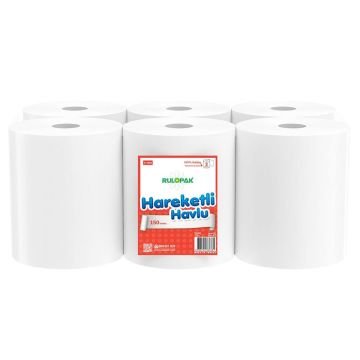 Rulopak Hareketli Havlu 2 Katlı 21 Cm 150 Metre 6 Lı Paket