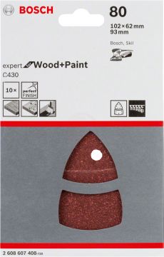 Bosch Çok Amaçlı Zımpara Kağıdı 11 Delik 102x62/93 mm 80 Kum (10 Adet) (GSS160) - 2608607408