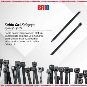 Brio Kablo Cırt Kelepçe Siyah 48X300 Mm 100 Lük
