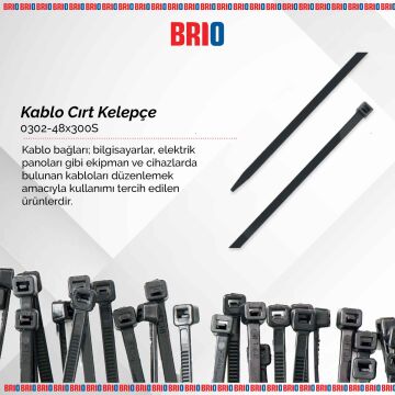Brio Kablo Cırt Kelepçe Siyah 48X300 Mm 100 Lük