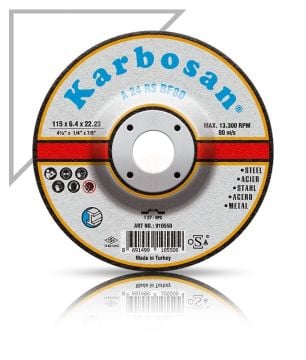 Karbosan Metal Taşlama Disk T27 Bombeli 180x6,4x22,23 mm A 24 RS BF80 - KAR910570