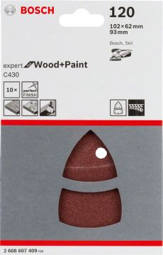 Bosch Çok Amaçlı Zımpara Kağıdı 11 Delik 102x62/93 mm 120 Kum (10 Adet) (GSS160) - 2608607409