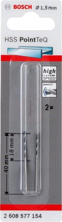 Bosch Metal Matkap Ucu HSS PointTeQ (DIN 338) 1,5 mm (2 Adet) - 2608577154