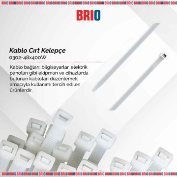 Brio Kablo Cırt Kelepçe Beyaz 48X400 Mm