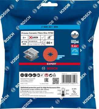 Bosch X-Lock Fiber Zımpara Diski Expert Prisma Ceramic R782 115 mm 80 Kum (5 Adet) - 2608621806
