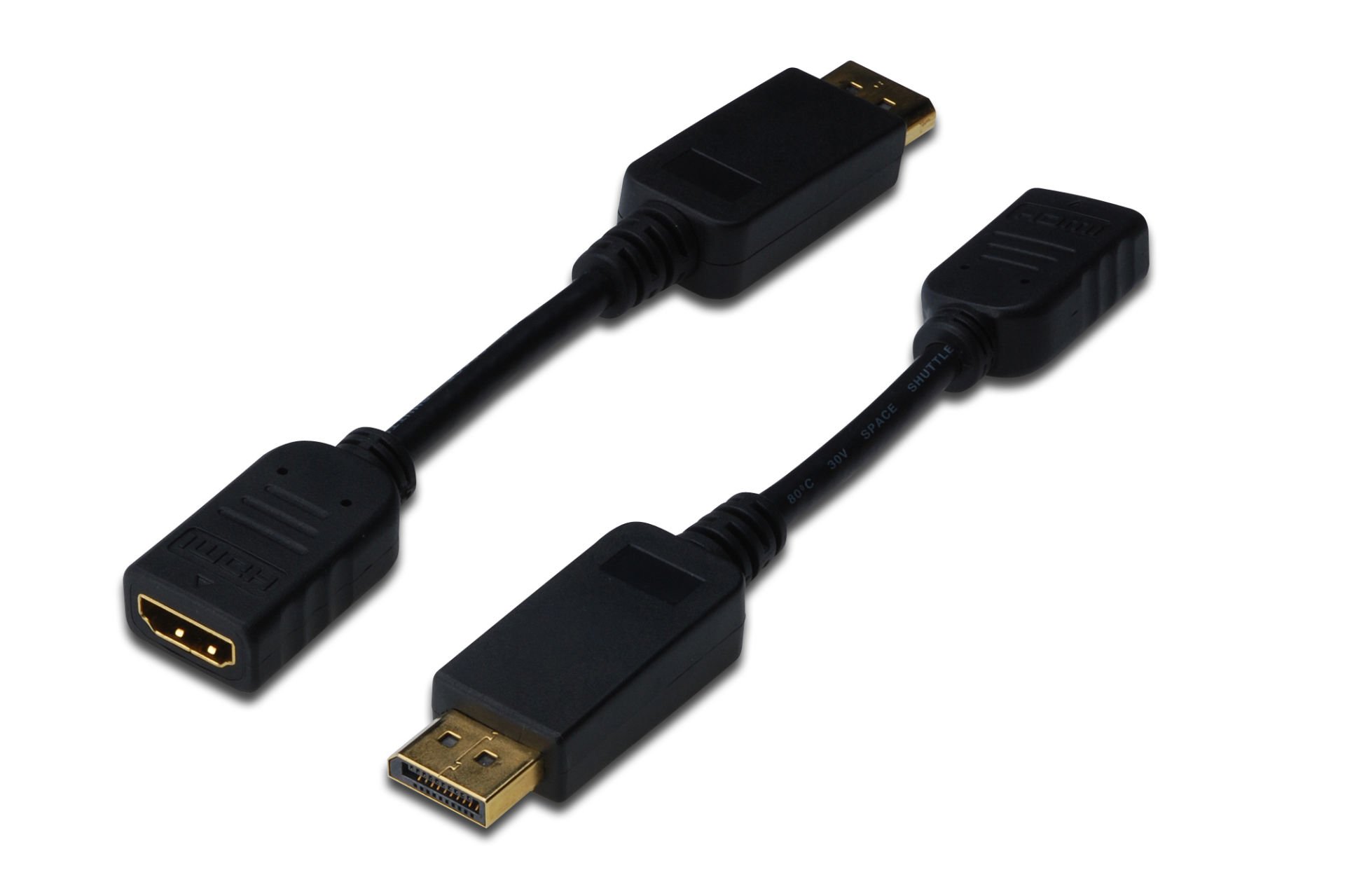 Assmann Displayport (Dp) Hdmı Adaptörü, Kablolu, Dp Erkek - Hdmı Tip A Dişi, 0.15 Mt, Kilit Mekanizmalı, Dp 1.1A Uyumlu, Ul, Siyah Renk