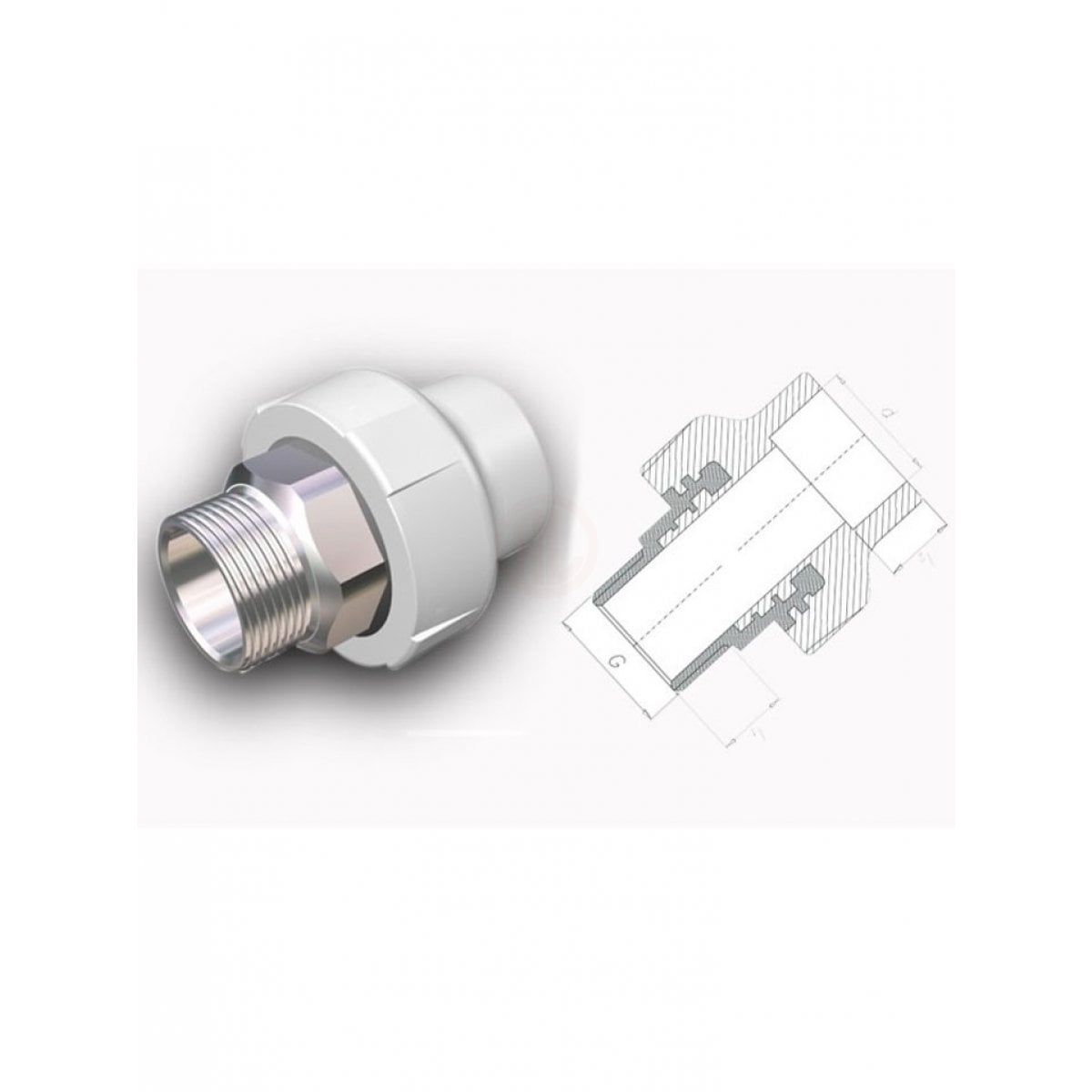 Fırat PPRC Dış Dişli Rakor Altı Köşe 63 mm 2 İnç - 7763063508