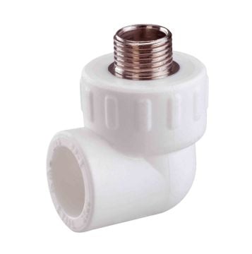 KAS PPRC Dirsek Dış Dişli Beyaz 20 mm x 3/4 İnç