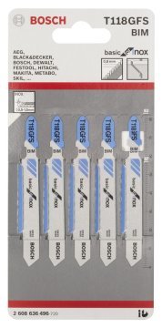 Bosch Dekupaj Testere Bıçağı Basic For Inox T 118 GFS 83 mm (5 Adet) - 2608636496
