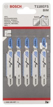 Bosch Dekupaj Testere Bıçağı Basic For Inox T 118 EFS 83 mm (5 Adet) - 2608636497