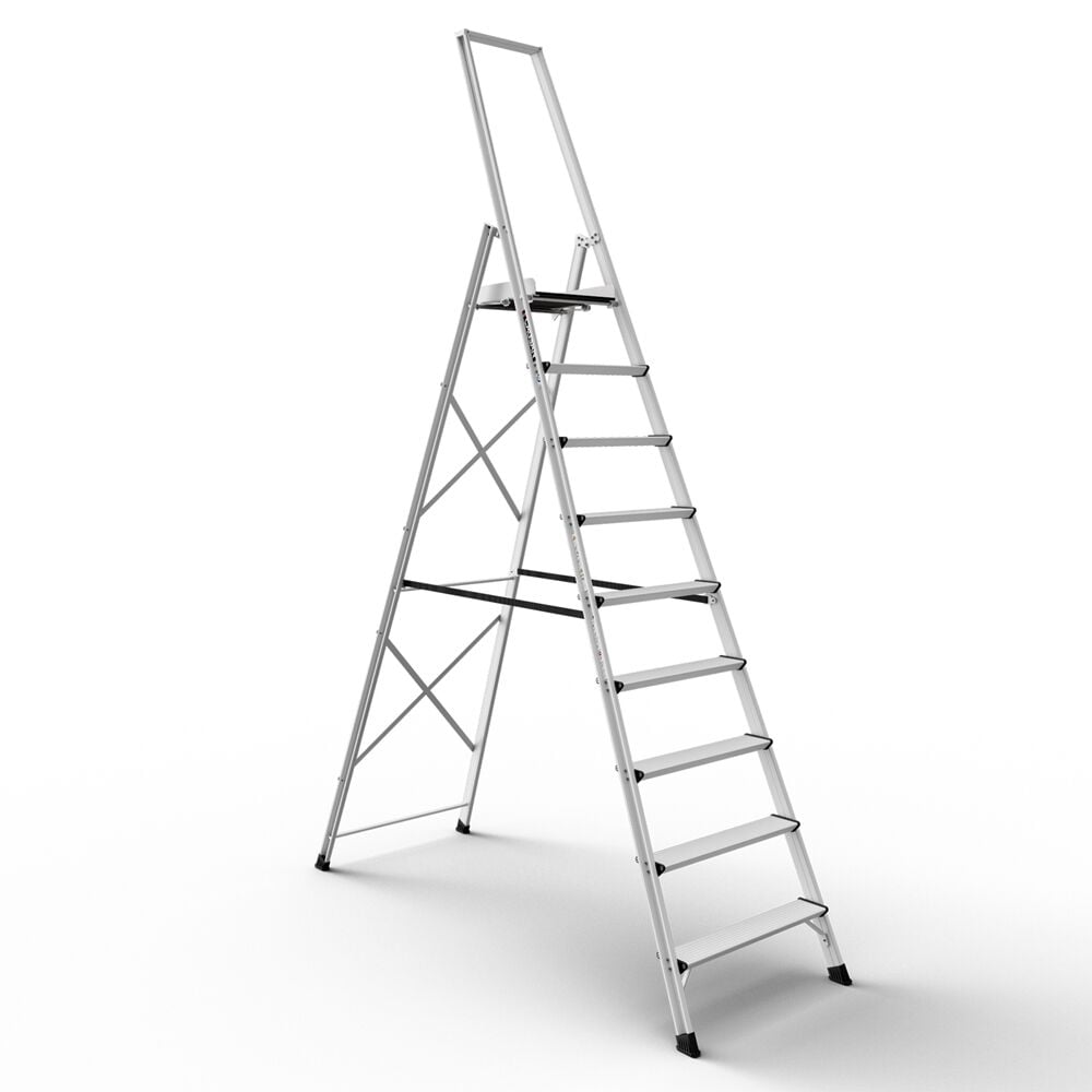 Çağsan Anto Geniş Platformlu Profesyonel Alüminyum Merdiven 8+1 Basamaklı
