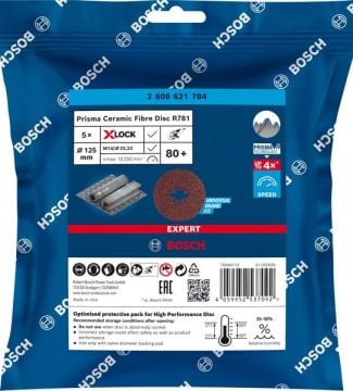 Bosch X-Lock Fiber Zımpara Diski Expert Prisma Ceramic R781 125 mm 80 Kum (5 Adet) - 2608621784