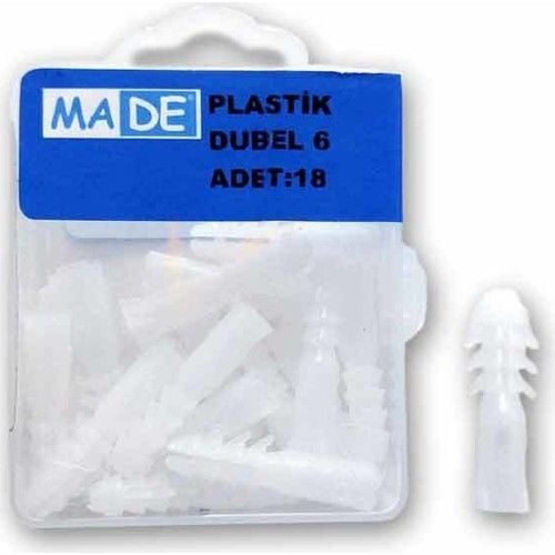 Made Plastik Dübel 6 mm (1 Kutu/18 Adet)