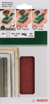 Bosch Titreşimli Zımpara Kağıdı 8 Delik 93x185 mm 60 Kum (10 Adet) - 2609256A81