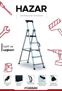 Çağsan Hazar Profesyonel Alüminyum Merdiven 4+1 Basamaklı - HA104