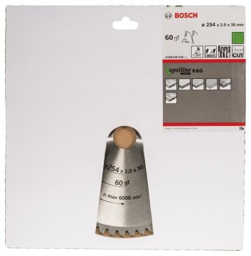 Bosch Daire Testere Bıçağı Optiline Wood 254x30 mm 60 Diş (2,0/1,4 mm) - 2608640436