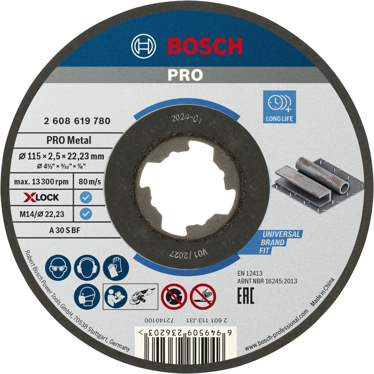 Bosch X-Lock Pro Metal Kesme Diski Düz 115x2,5x22,23 mm