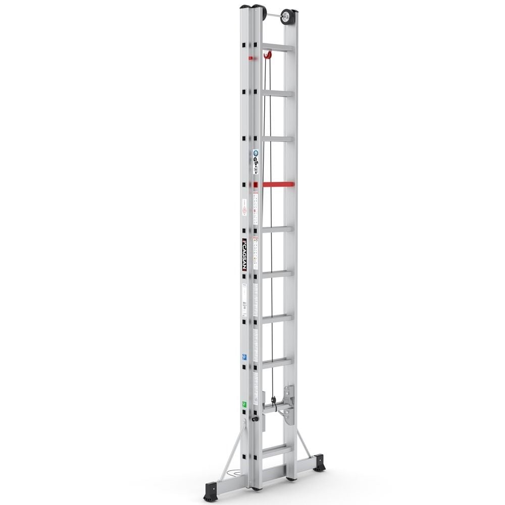 Çağsan İpli ve Makaralı Alüminyum Merdiven 2x10 Basamaklı - M1006