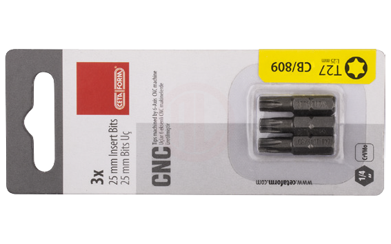 Ceta Form 3 Parça 1/4 İnç Torx Bits Uç T15 X 25 Mm / Kartlı