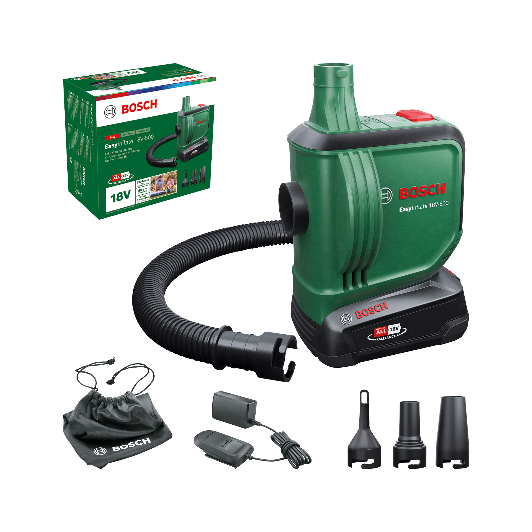 Bosch Akülü Basınçlı Hava Kompresörü EasyInflate 18V-500 Set (1 x 2,0 Ah Akü) - 0603947201