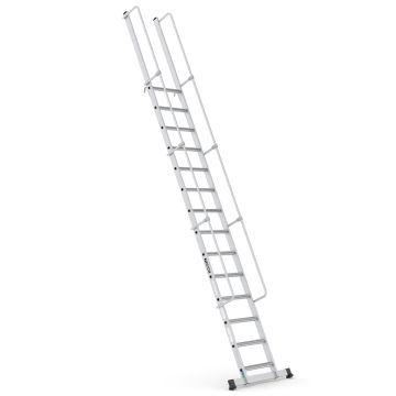 Çağsan MONOGUARD Tek Parça Korkuluklu Geniş Basamaklı Alüminyum 14 Basamaklı - T3500MG