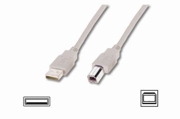 Assmann Usb 2.0 Bağlantı Kablosu, Usb A Erkek - Usb B Erkek, 1.80 Mt, Awg 28, Ul, Bej Renk