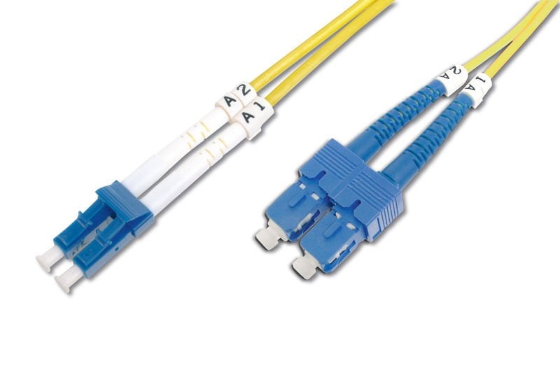 Assmann Digitus Lc-Sc Fiber Optik Patch Kablo, 1 Mt, Singlemode, Duplex, 09/125