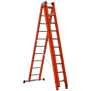 Çağsan Üç Parçalı Çok Amaçlı Çok Amaçlı Fiberglas Merdiven (V3) 3x10 Basamaklı - FS190-V3