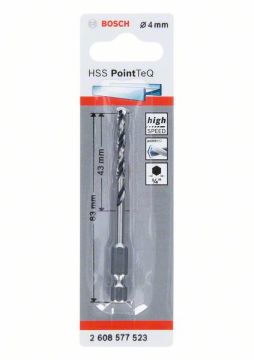 Bosch Metal Matkap Ucu HSS PointTeQ 1/4 İnç Altıgen Şaft 4,0 mm - 2608577523
