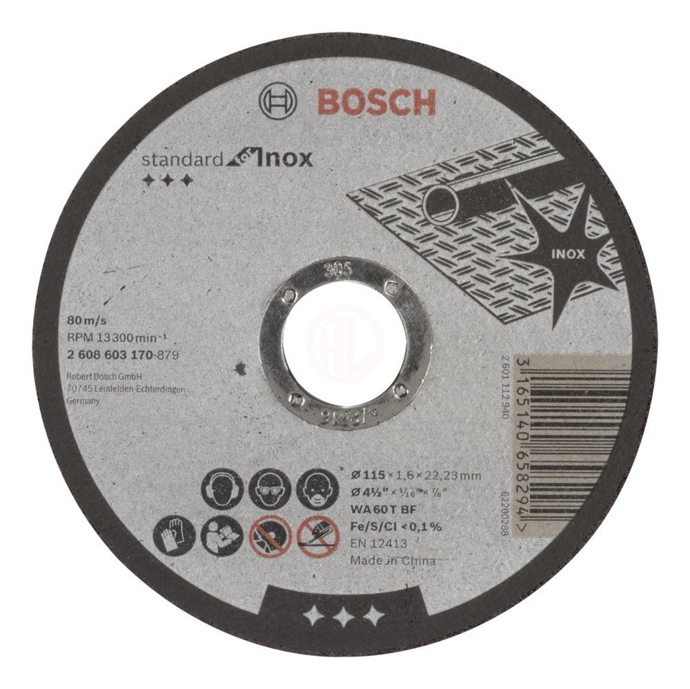 Bosch Kesme Diski Standard For Inox Düz 115x22,23x1,6 mm (WA 60 T BF) - 2608603170