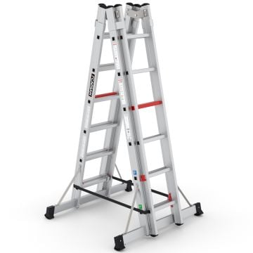Çağsan A Tipi Çift Taraflı Sürgülü Alüminyum Merdiven 2x6 Basamaklı - TA002