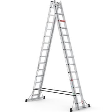 Çağsan A Tipi Çift Taraflı Sürgülü Alüminyum Merdiven 2x14 Basamaklı - TA004