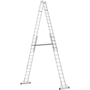 Çağsan A Tipi Çift Taraflı Sürgülü Alüminyum Merdiven 2x14 Basamaklı - TA004