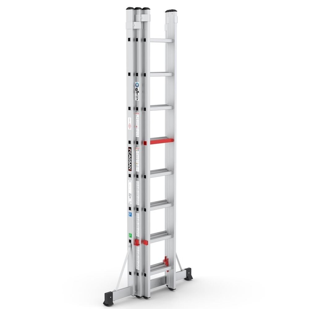 Çağsan Üç Parçalı Sürgülü Alüminyum Merdiven 3x8 Basamaklı - TS075