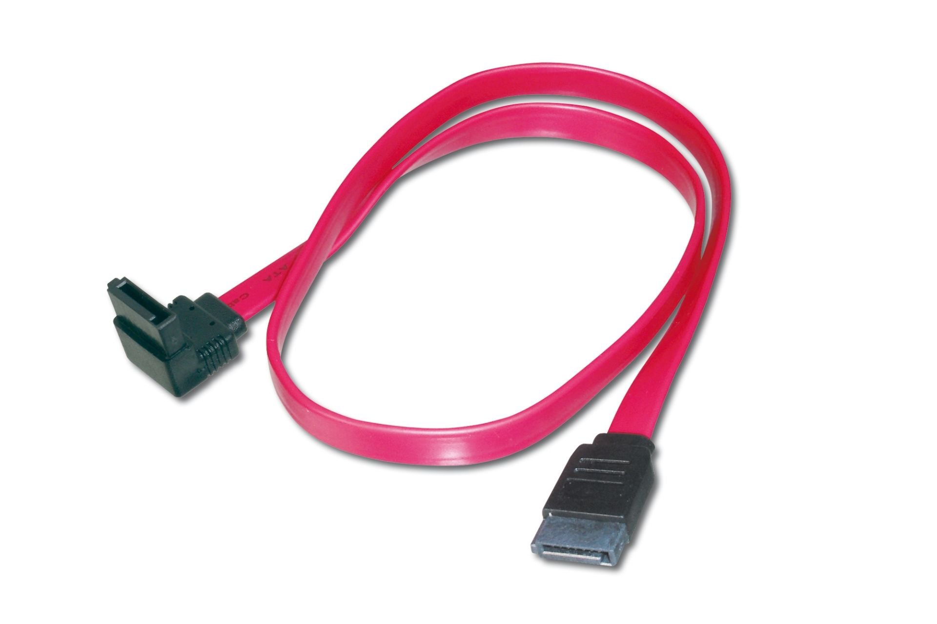 Assmann Sata Kablosu, Sata Iı/Iıı, L-Tipi Dişi - L-Tipi Dişi, Awg26, 0.5 Mt, 90 Derece Açılı Düz, Zırhsız, Ul, Kırmızı Renk