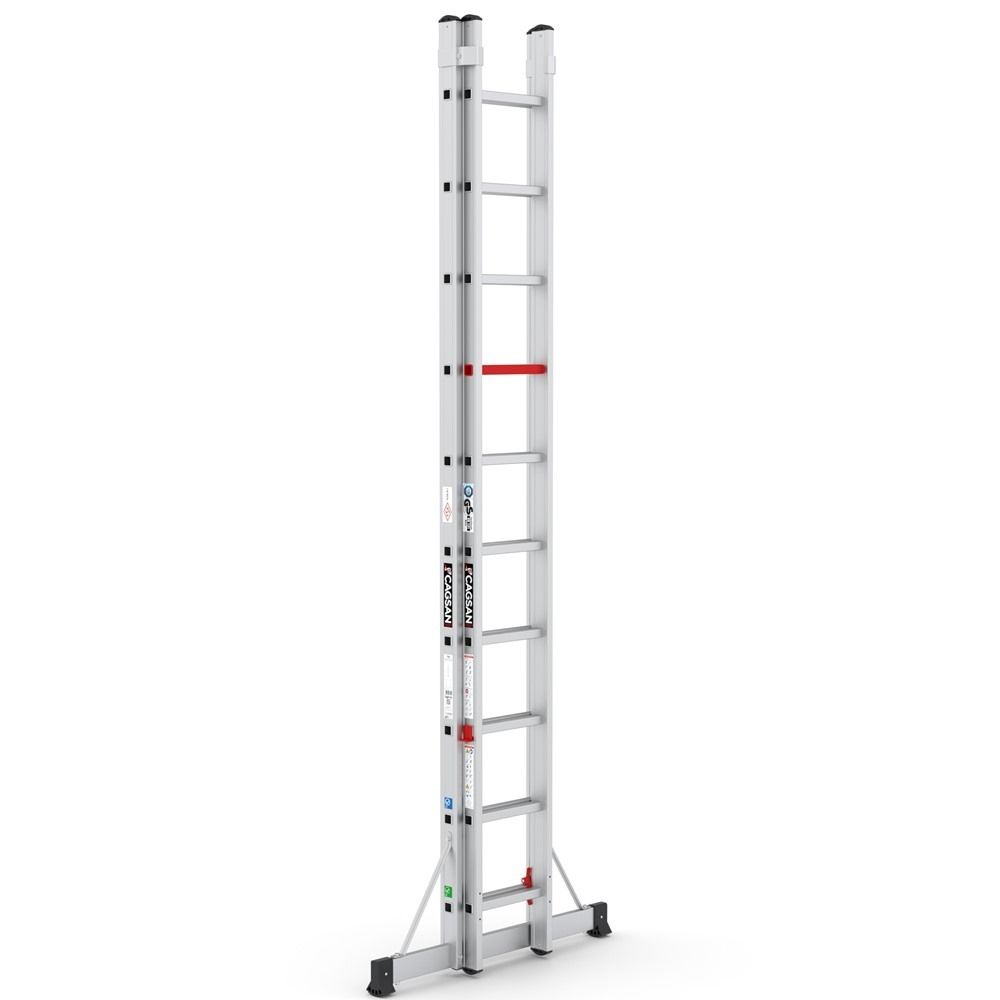 Çağsan İki Parçalı Sürgülü Alüminyum Merdiven 2x10 Basamaklı - TS6