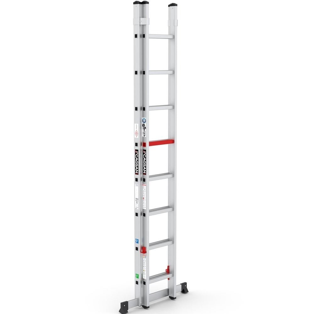 Çağsan İki Parçalı Sürgülü Alüminyum Merdiven 2x8 Basamaklı - TS6050