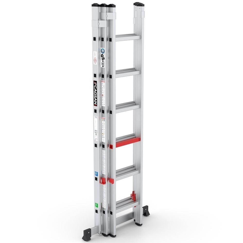 Çağsan Üç Parçalı Sürgülü Alüminyum Merdiven 3x6 Basamaklı - TS6060