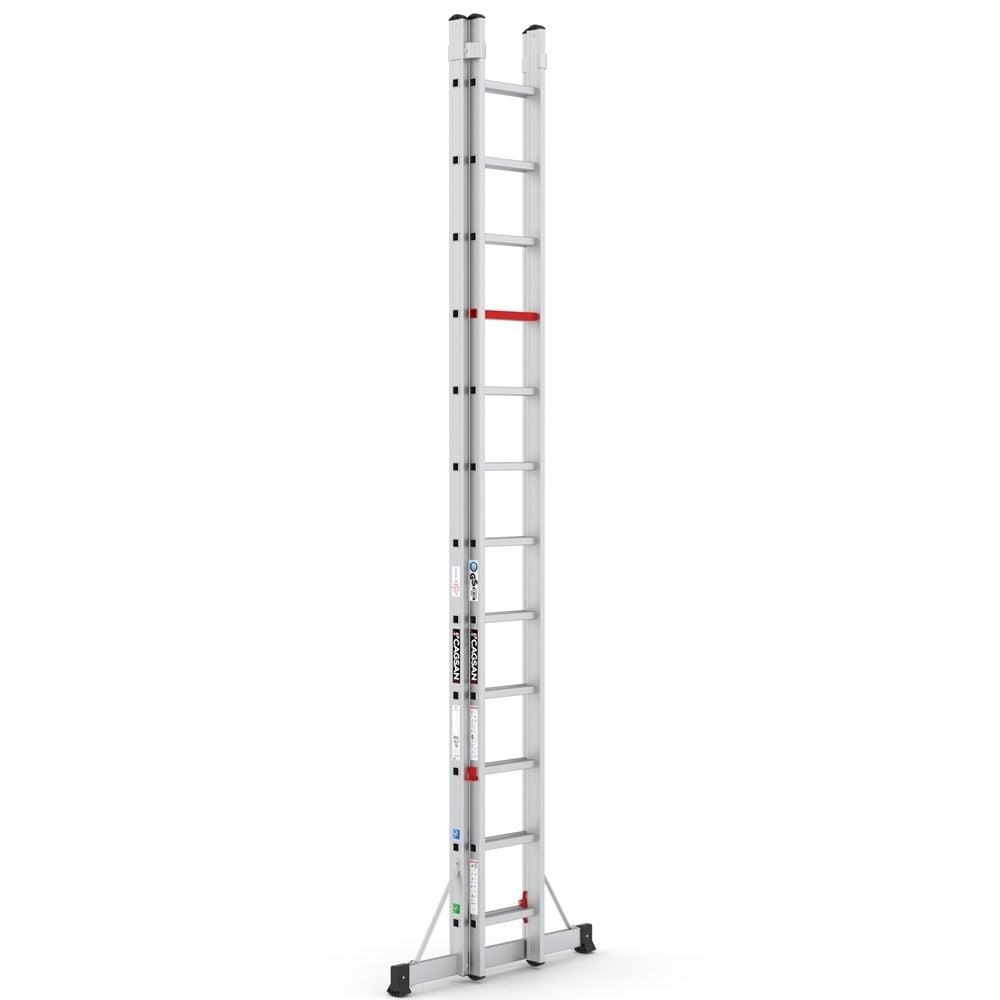 Çağsan İki Parçalı Sürgülü Alüminyum Merdiven 2x12 Basamaklı - TS7