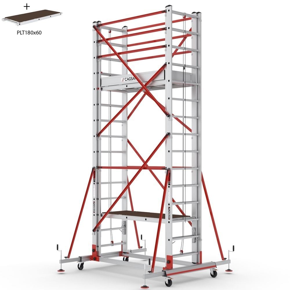 Çağsan Telesafe XL Premium İki Parçalı Alüminyum İskele 2x10 Basamaklı - S005_XLN_PR