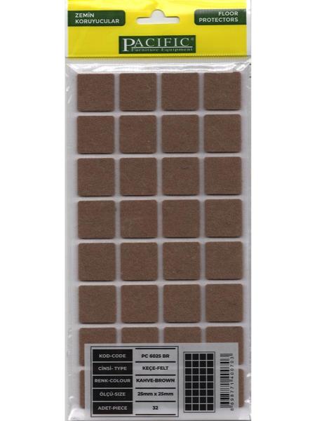 Pacific Kahve Yapışkanlı Keçe 25 mm x 25 mm - PC6025-BR