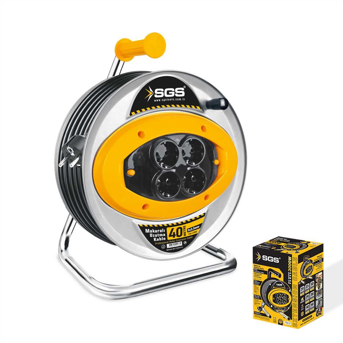 SGS 2112 Metal Makaralı Uzatma Kablosu 2,5X40Mt